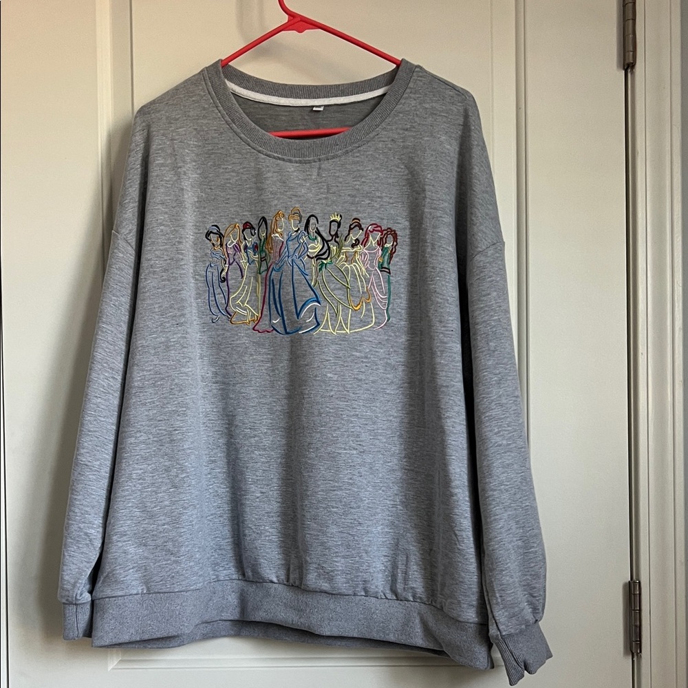 Disney Gray Sweatshirt with Princess Embroidery